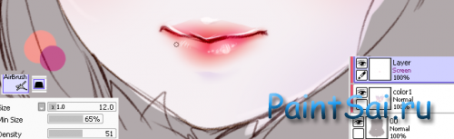 Рисование губ в программе Paint Tool SAI