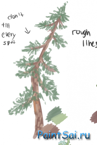 Рисование елей и деревьев